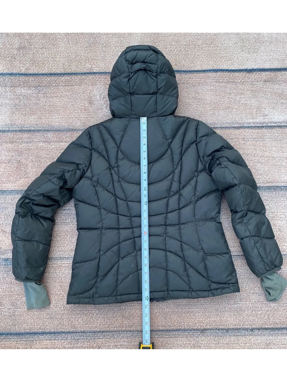 Lands' End down puffer quilted black parka winter coat jacket parka M 10 12